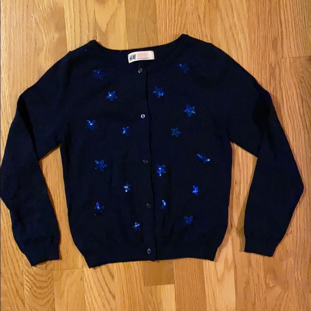 H&M Star Sequin Button Up Sweater